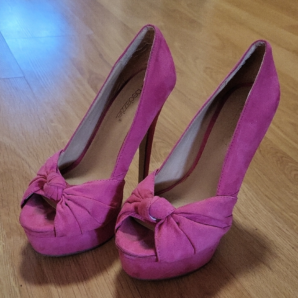 Pink Peep-Toe Heels